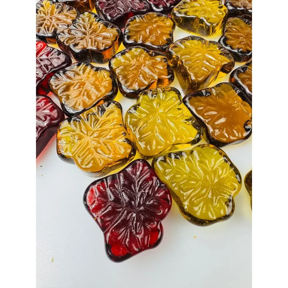 Assortment of 40 Glass Red and Amber Leaves Home Decor - Picture 1 of 6